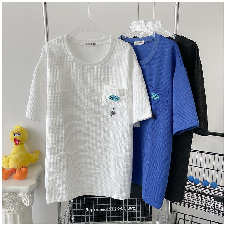 Mens Short Sleeve Jacquard T-Shirt - Sea