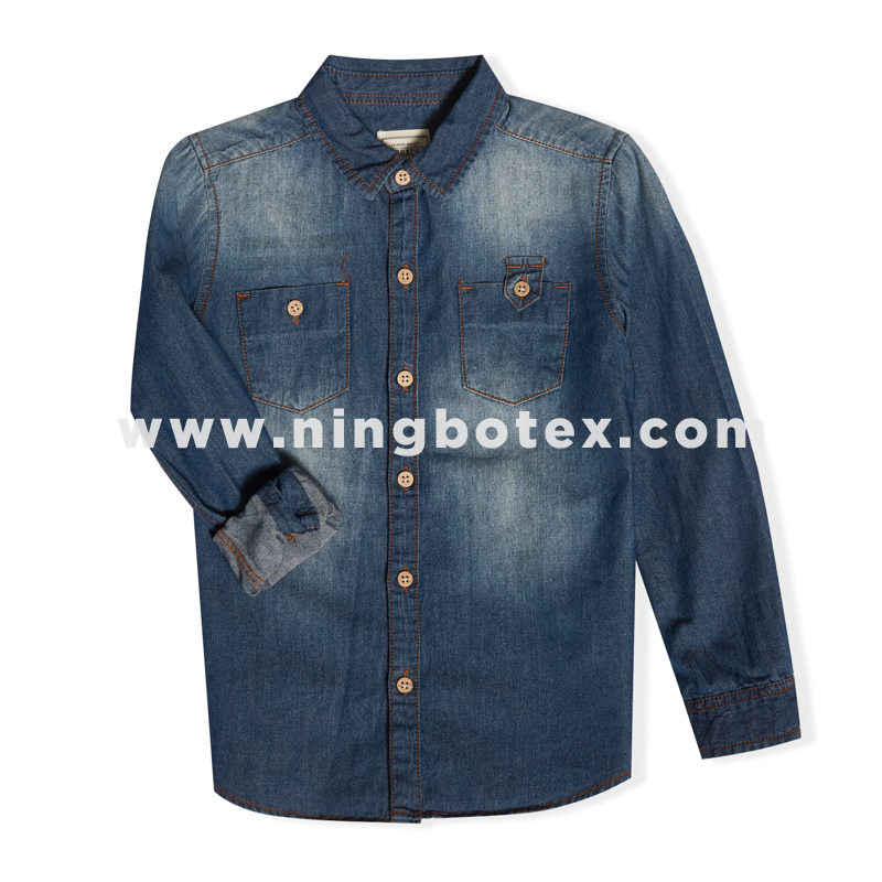 Boys long sleeve denim casual fashion shirt