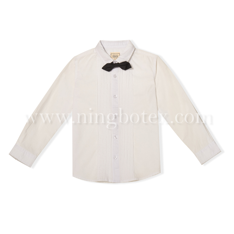 Boys L/S Pintuck Tuxedo Shirt With Bow Tie