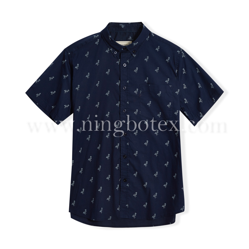 Mens SS Shirt Flamingo Print Spandex