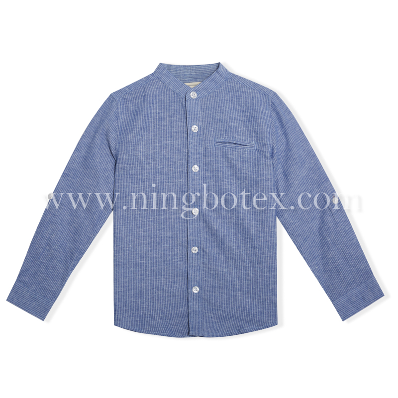 Boys L/S Mandarin Collar Casual Shirt