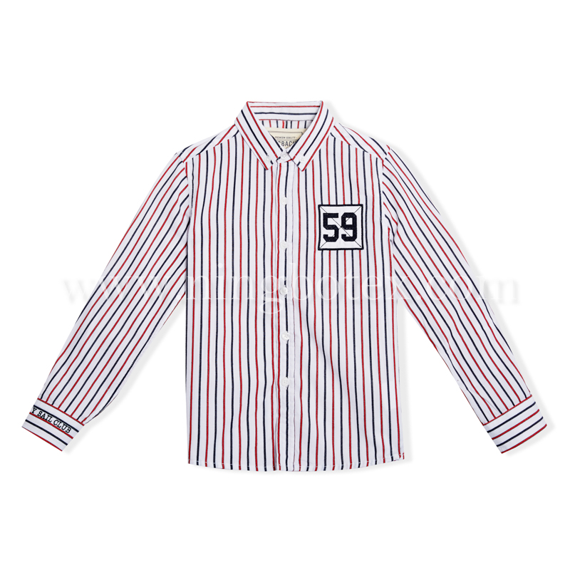 Boys L/S Cotton Dobby Stripe Casual Shirt