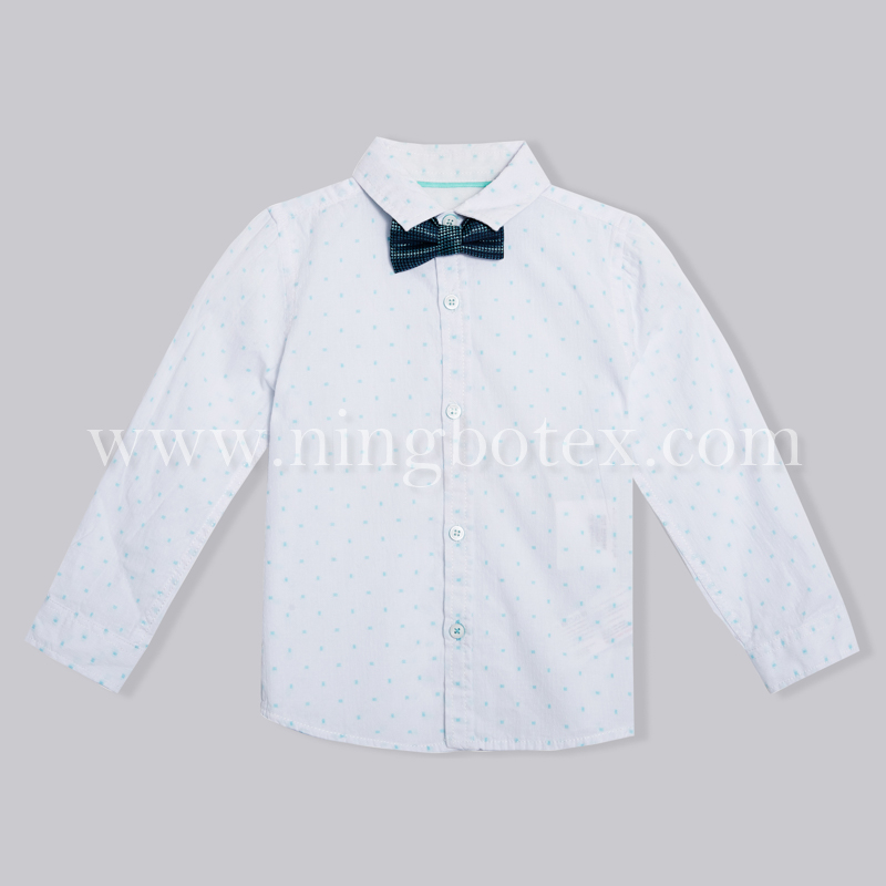 Infant Boys L/S Jacquard Dobby Shirt With Bow Tie