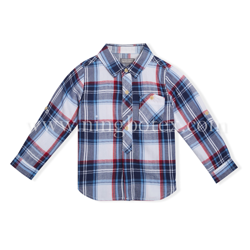 Boys L/S Herringbone Check Shirt
