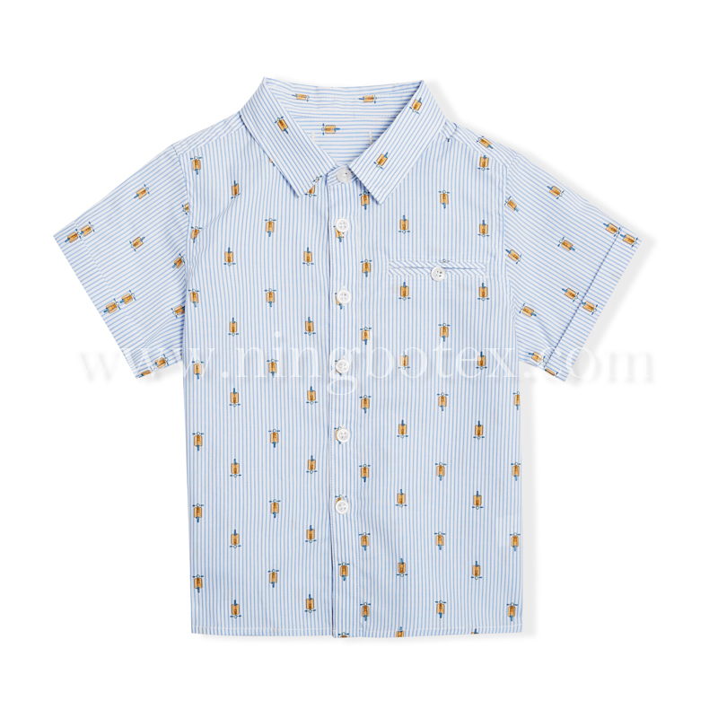 Boys S/S Y/D Stripe AOP Shirt