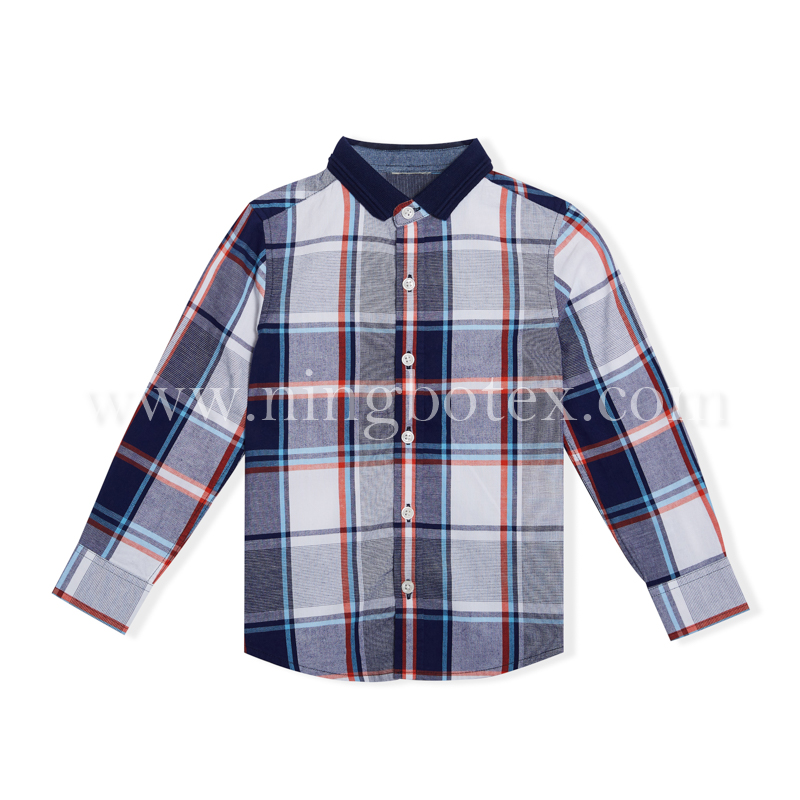 Boys L/S Basic check Shirt With Rib Collar