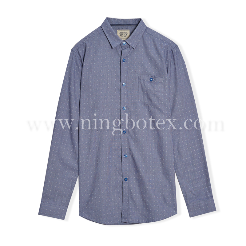 Mens LS Shirt Dobby Texture Fabric