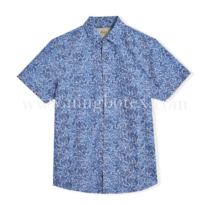 Boys S/S Micro fiber Print Casual Shirt