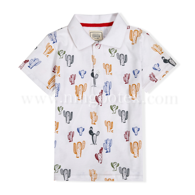 Boys Knit Polo Shirt With Print