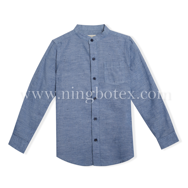 Boys L/S Nepper Yarn Mandarin Collar Shirt