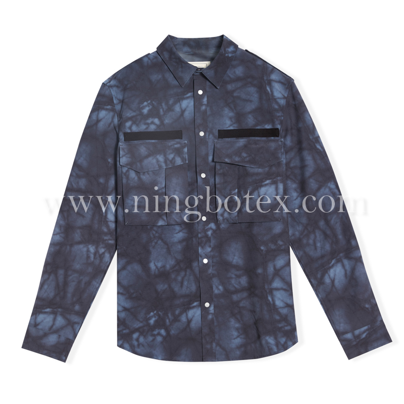 Mens LS Shirt Matte Tie-dye Like Fabric