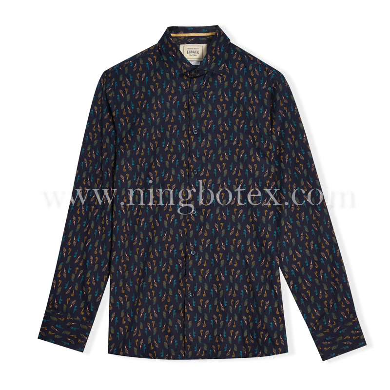 Mens LS Shirt Print Leaf TW025