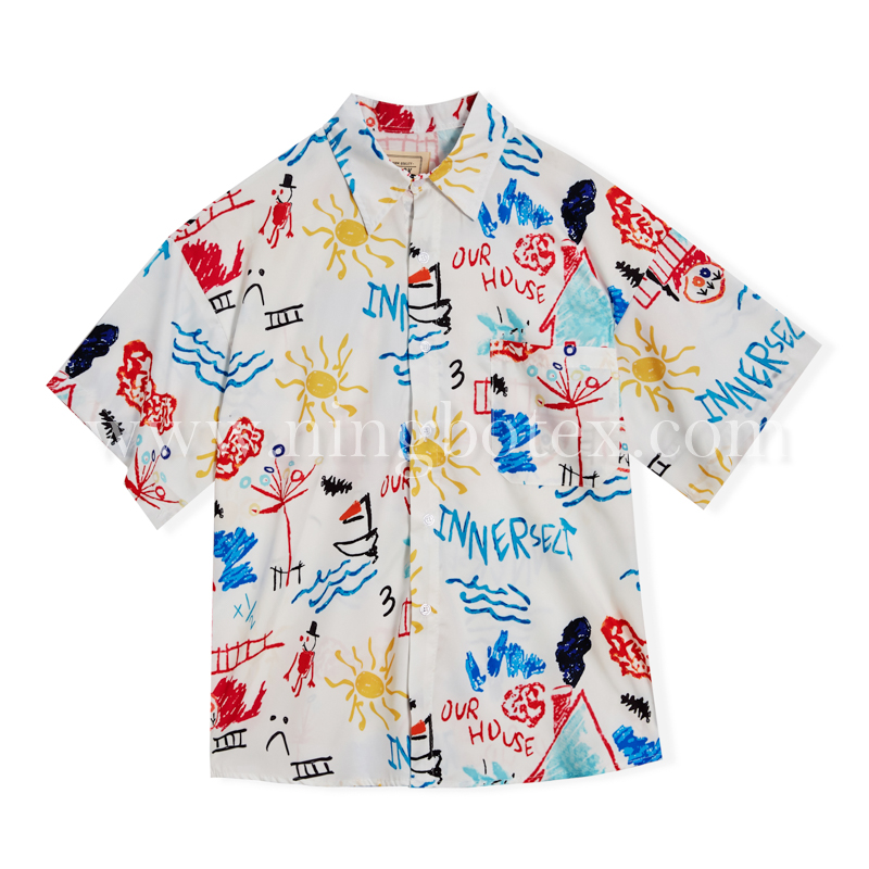 Mens SS Shirt Poly Print TW036