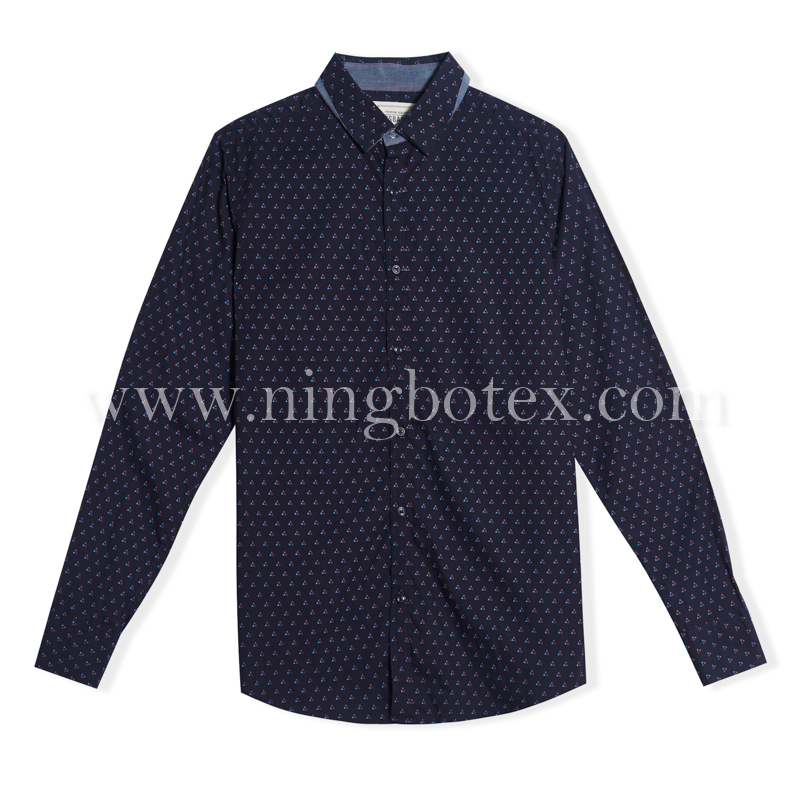 Mens LS Shirt Cotton Print TW078