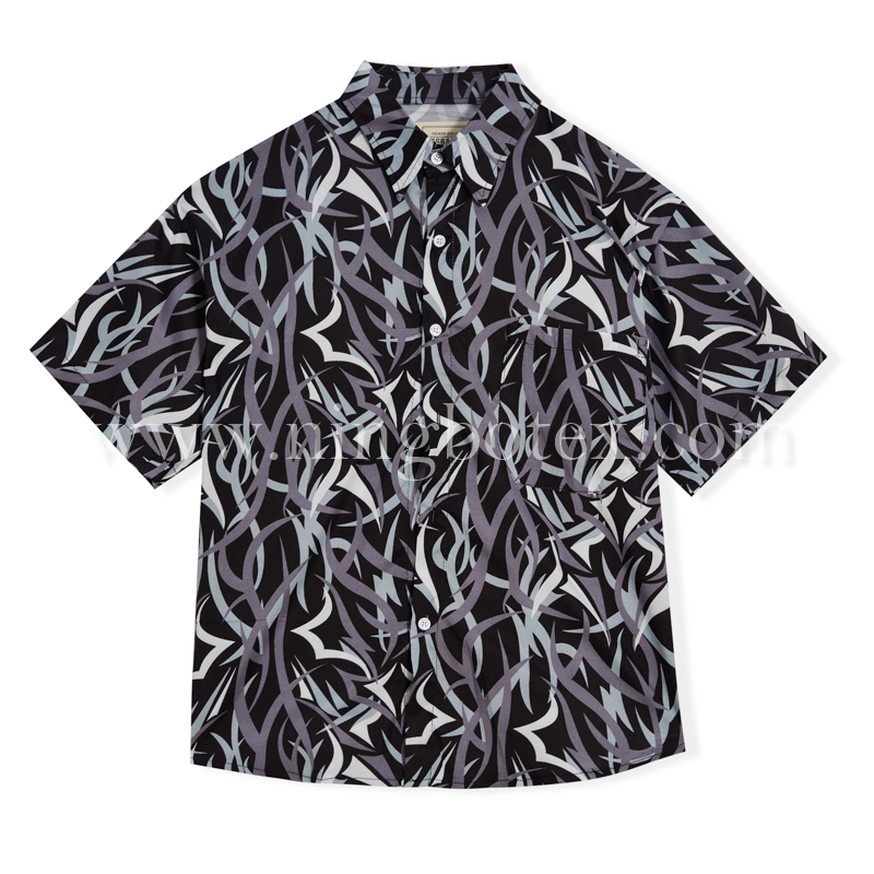 Mens SS Shirt Poly Print TW046