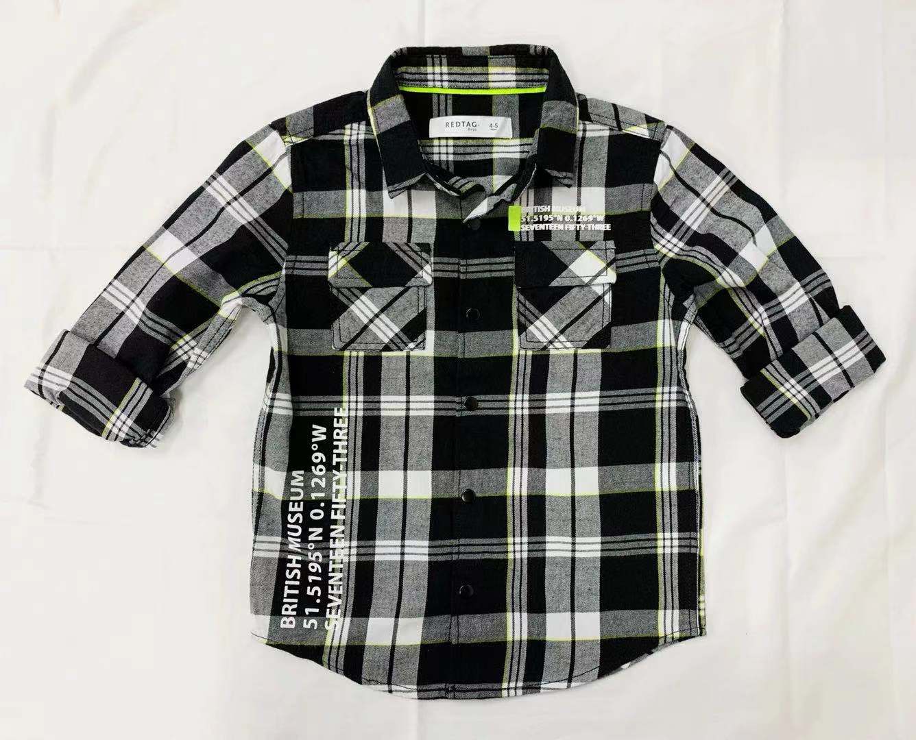 Boys L/S Flannel Check Shirt With Placement print