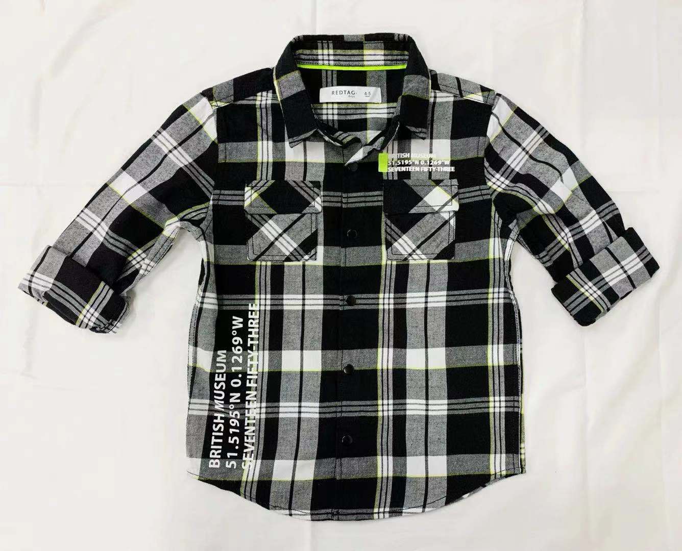 Boys L/S Flannel Check Shirt With Placement print