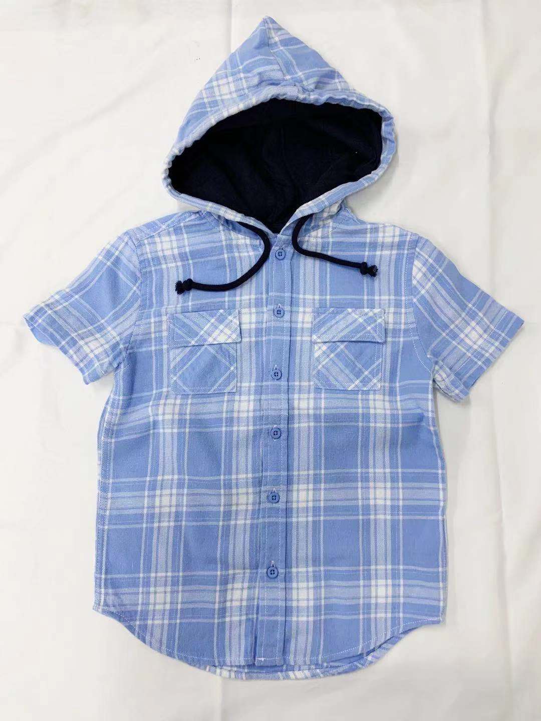 Boys S/S Check Shirt With Hood